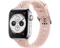 Strap-it Siliconen smartwatch bandje - Geschikt voor Apple Watch Series 1/2/3/4/5/6/7/8/9/10/11/SE/SE2/SE3 - Roze - Siliconen horlogeband met patroon voor iWatch maat: 38 / 40 / 41 / 42mm