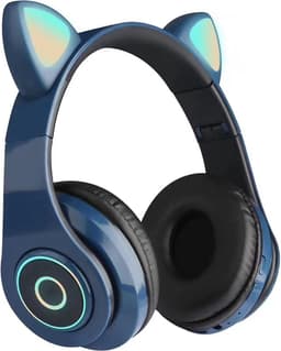 kinder koptelefoon kitty cat met led oortjes donker blauw — thumbnail 1