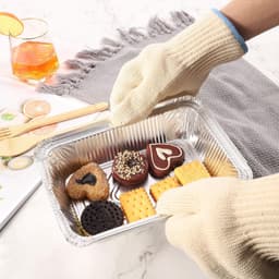 Handschoenen - Ovenhandschoenen - Ovenhandschoenen hittebestendig - BBQ handschoenen - Anti-verbrandingshandschoen - Dikke gebreide katoen - Voor binnen en buiten - Voor oven-Airfryer-Hoge temperatuur grill-Warme gerechten- Tuinieren — thumbnail 3