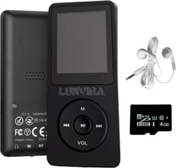 Lunvira® MP3/MP4 Speler – Draadloos Bluetooth & Bedraad – Draagbare Walkman – Zwart – Inclusief 4 GB SD-kaart & Oortjes — thumbnail 1