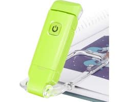 Mini LED-Leeslamp voor Boeken - 3 Helderheidsniveaus - USB-Oplaadbaar - Kind/Volwassene-- Fluorescerend groen