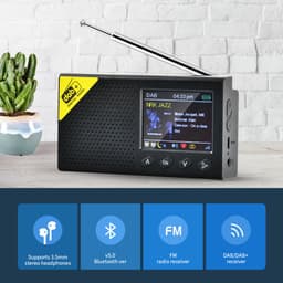 DAB digitale radio - radio - DAB radio - draagbare radio - Radio voor thuis - 1000mA - Zwart — thumbnail 2