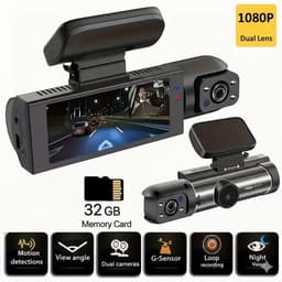 1080p Dashcam voor Auto met Nachtzicht, Loop Recording en IPS-Scherm – Inclusief 32 GB Kaart – Rij- en Beveiligingscamera voor Voorkant en Parkeren — thumbnail 1