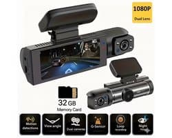 1080p Dashcam voor Auto met Nachtzicht, Loop Recording en IPS-Scherm – Inclusief 32 GB Kaart – Rij- en Beveiligingscamera voor Voorkant en Parkeren