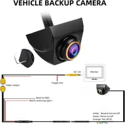 720P achteruitrijcamera voor voertuigen, dubbele camera's voor en achter, 360 graden draaibaar, groothoeklens, IP68K waterdicht, universeel ontwerp, nachtzichtfunctie, geschikt voor vrachtwagens, personenauto's, pick-ups en SUV's. — thumbnail 3