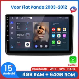 Awesafe 8-Core V1PRO 4+64GB Autoradio - Geschikt Voor Fiat Panda 2003 t/m 2012 - Draadloze Carplay Android Auto - Touchscreen - GPS Navigatie 4G WiFi - Bluetooth Radio - 2003 2004 2005 2006 2007 2008 2009 2010 2011 — thumbnail 1