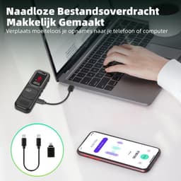 Digitale Dictafoon - Voice Recorder - 64GB Opslag - Ruisonderdrukking - USB Oplaadbaar - voor Vergaderingen en Interviews - Zwart — thumbnail 4