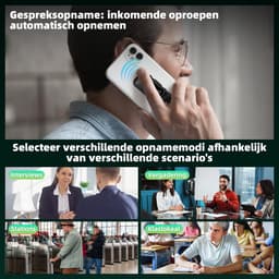 Digitale Dictafoon - Voice Recorder - 64GB Opslag - Ruisonderdrukking - USB Oplaadbaar - voor Vergaderingen en Interviews - Zwart — thumbnail 5