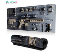 Gaming Mouse Pad met Tactical Gear Design – 800×300×2 mm - XXL – Antislip Rubber – Grote Bureau Muismat – Voor PC, Laptop & Werkplek