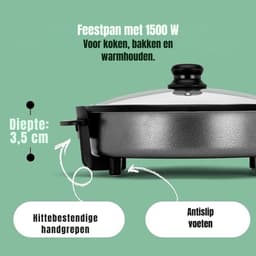 Quvo® Partypan -Airfryer -Hapjespan - makkelijke schoon te maken - diameter 32 cm - Zwart - 40cm x 38cm x 16cm — thumbnail 6