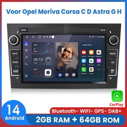 Awesafe Autoradio - Geschikt Voor Opel Meriva Corsa C D Astra G H - Draadloos Apple Carplay & Android Auto - Android 14 - Radio met navigatie - 7 inch HD touchscreen - Ram 2GB + Rom 64GB - Zwart — thumbnail 1