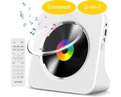 Vizual CD Speler - Compact 3-in-1 met CD, Radio en Bluetooth – Draagbare CD-Speler met HiFi Speakers, FM Radio, LCD Scherm en USB ingang