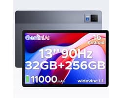 DOOGEE Tablet U13 - Android 16 - Tablet met 13 inch 90Hz FHD-scherm - 32GB RAM + 256GB ROM/2TB - 11000mAh/18W - 4 luidsprekers - 13MP + 5MP - 2.4G/5G WiFi - Widevine L1 - Bluetooth 5.0 - OTG - GPS - Face ID