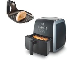 FRITEL Airfryer SnackTastic® 5804 - Heteluchtfriteuse - 3,2 liter - 1450W - 8 Programma's - 2 tot 5 Personen - Digitaal Touchscreen - Soft Leder / Zwart Mat - Incl. exta Grillpan