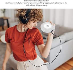 Draagbare cd-speler - met luidsprekers en schokbestendig ontwerp - Oplaadbare cd/cd-rw/mp3-speler - Ondersteunt AUX- en USB-aansluitingen - Geschikt voor thuis, in de auto en op reis - Wit ontwerp - Met afspeelgeheugen (geen Bluetooth-versie) — thumbnail 4