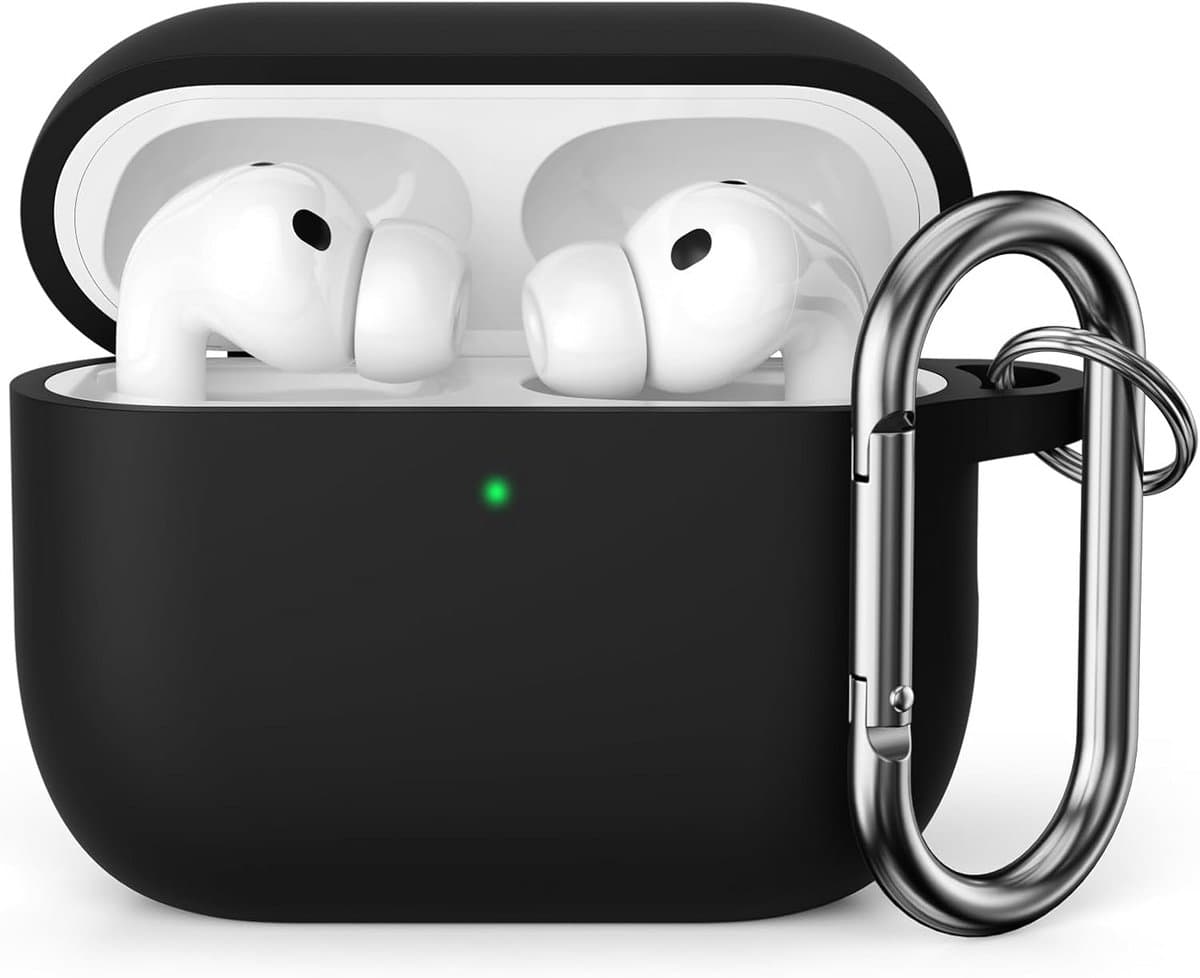 Stootvaste Siliconen Hoes met Karabijnhaak voor AirPods Pro 3 (2025) - Zichtbare LED — afbeelding 1