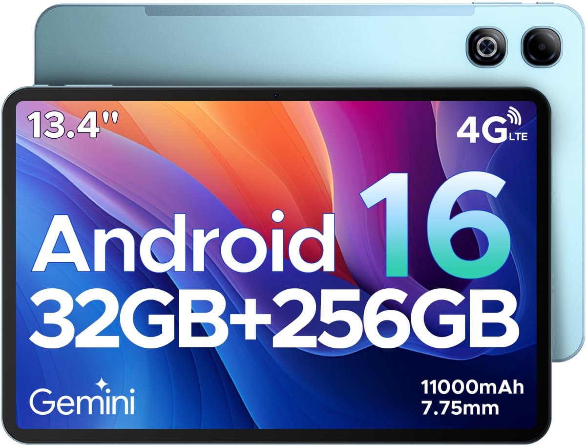 DOOGEE TAB G6 MAX - Android 16-tablet - 4G LTE - 13,4-inch FHD+ 90Hz IPS - 11000mAh/18W - 32GB ROM + 256GB RAM/2TB TF - Octa-core gamingtablet - 5G Wi-Fi - Widevine L1 - Face ID - OTG - Dubbele luidsprekers — afbeelding 1
