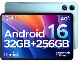 DOOGEE TAB G6 MAX - Android 16-tablet - 4G LTE - 13,4-inch FHD+ 90Hz IPS - 11000mAh/18W - 32GB ROM + 256GB RAM/2TB TF - Octa-core gamingtablet - 5G Wi-Fi - Widevine L1 - Face ID - OTG - Dubbele luidsprekers
