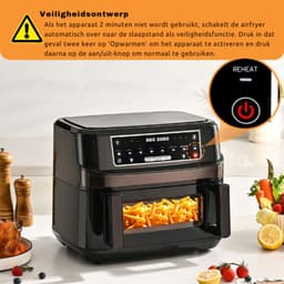 ElevateCommerce - XXL Airfryer 12L – Heteluchtfriteuse met Dubbele Kamer – Touchscreen – 8 Programma’s – Gezond Frituren Zonder Olie – Zwart — thumbnail 7
