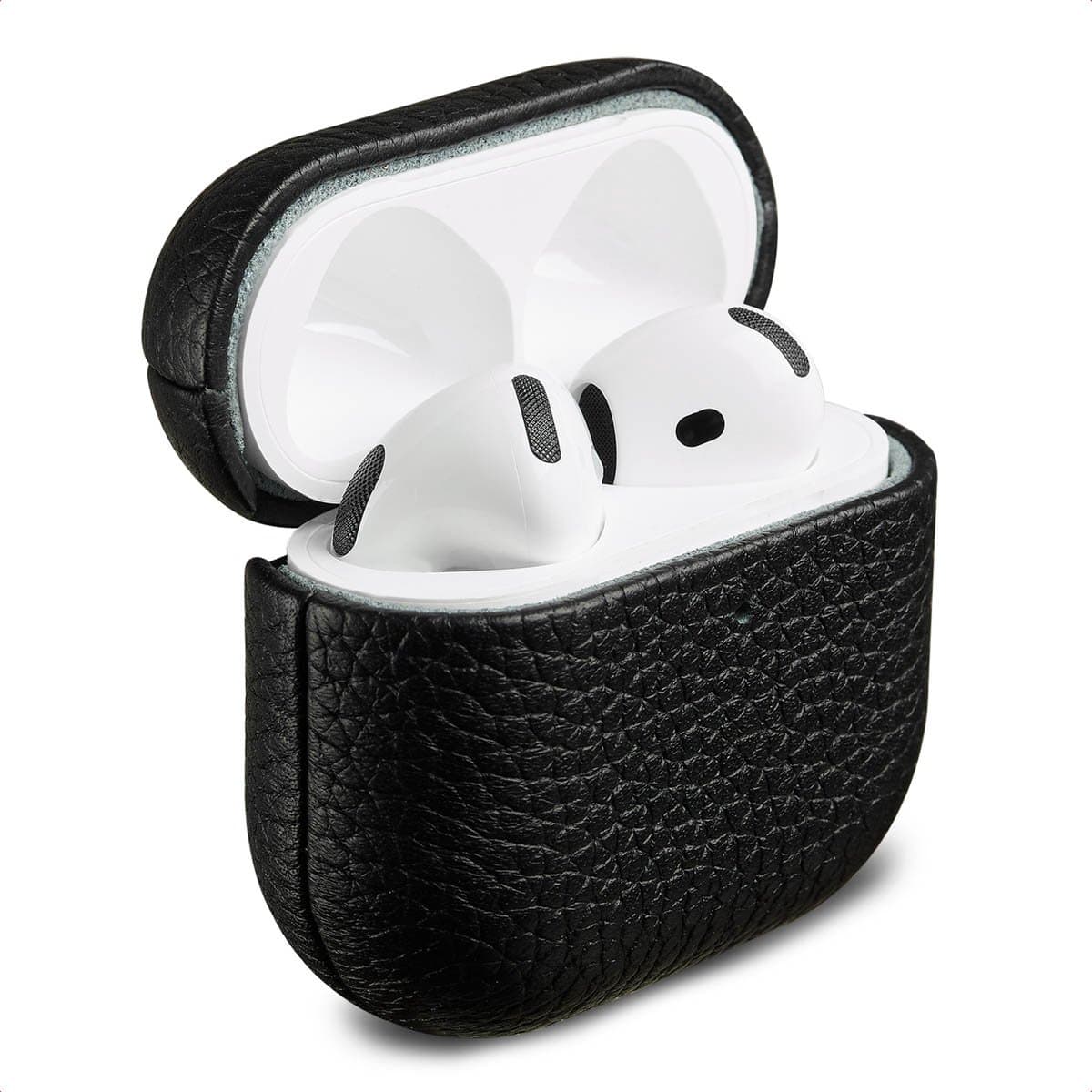 Accezz Echt Leren Case - Hoesje geschikt voor AirPods 4 - Zwart — afbeelding 1