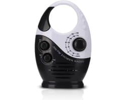 Waterdichte doucheradio, Multifunctionele draagbare AM/FM-radio met haak, ingebouwde luidspreker, op batterijen werkende radio voor badkamer, keuken en buitengebruik Dagelijks waterdicht，Zwart - Cyslmuk®