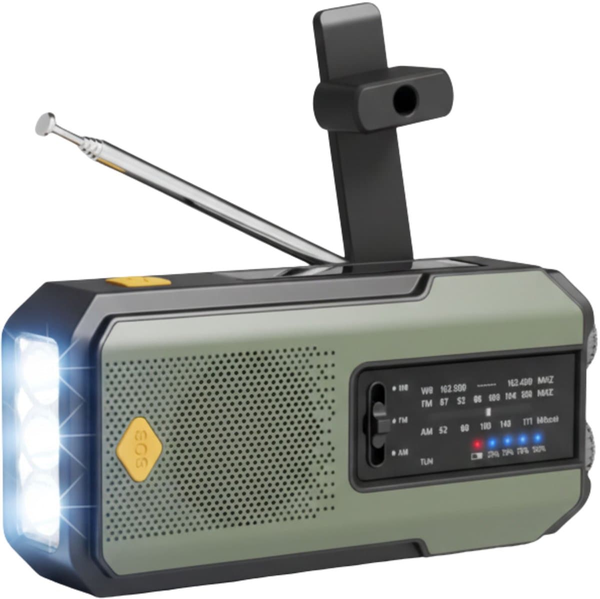 Nextora Noodradio - Noodradio Solar Opwindbaar - Powerbank Zonneenergie - Noodradio Opwindbaar en Batterij - Groen — afbeelding 1