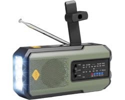 Nextora Noodradio - Noodradio Solar Opwindbaar - Powerbank Zonneenergie - Noodradio Opwindbaar en Batterij - Groen