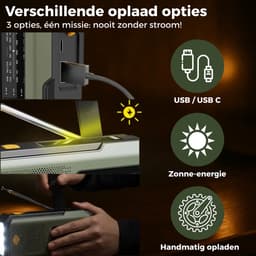 Nextora Noodradio - Noodradio Solar Opwindbaar - Powerbank Zonneenergie - Noodradio Opwindbaar en Batterij - Groen — thumbnail 5