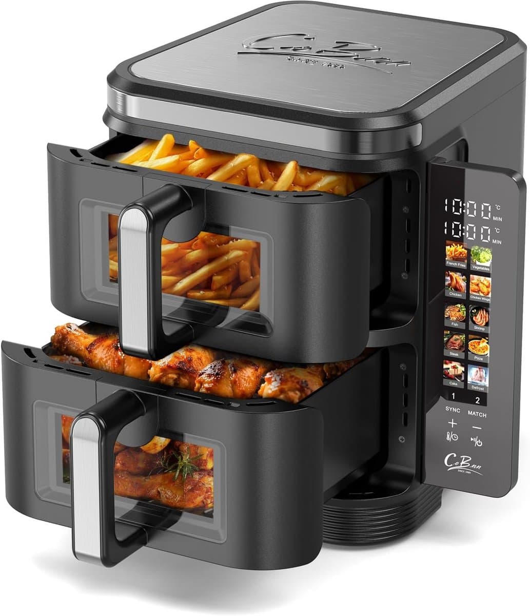 Verticale Dubbele Heteluchtfriteuse 11L met 10 Programma's en Kijkvenster — afbeelding 1