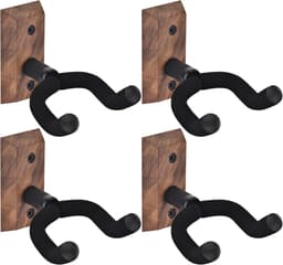 Gitaar muurbevestiging - 4 stuks wandhangers - draaibare zachte haak - hout - U-vormige houder - akoestische gitaar bas - eenvoudig te monteren gitaar muurbeugel — thumbnail 1