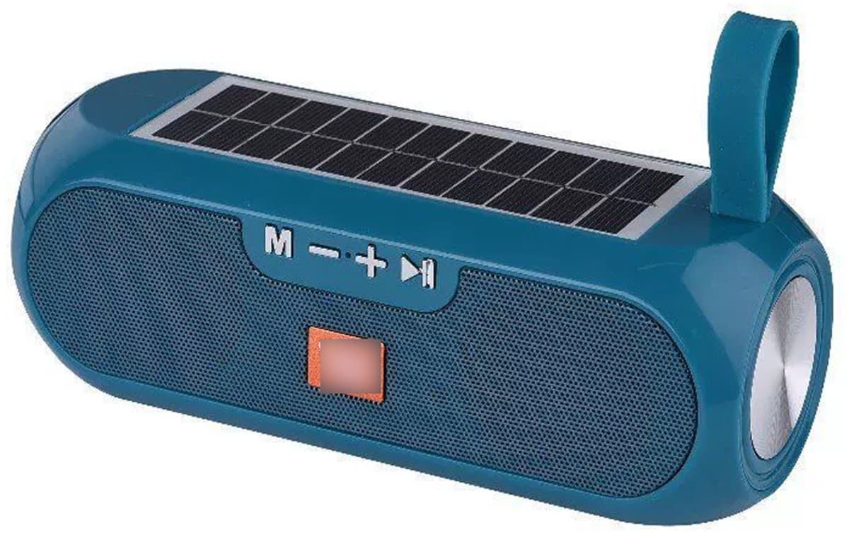 Luidspreker - Draadloze luidspreker op zonne-energie - 19×7×7 cm - Oplaadbaar via USB - Compatibel met smartphones, tablets, pc's, tv's, FM-radio's en TF-kaarten - Geschikt voor thuis, feestjes, kamperen en reizen - Blauwgroen — afbeelding 1