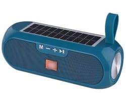 Luidspreker - Draadloze luidspreker op zonne-energie - 19×7×7 cm - Oplaadbaar via USB - Compatibel met smartphones, tablets, pc's, tv's, FM-radio's en TF-kaarten - Geschikt voor thuis, feestjes, kamperen en reizen - Blauwgroen