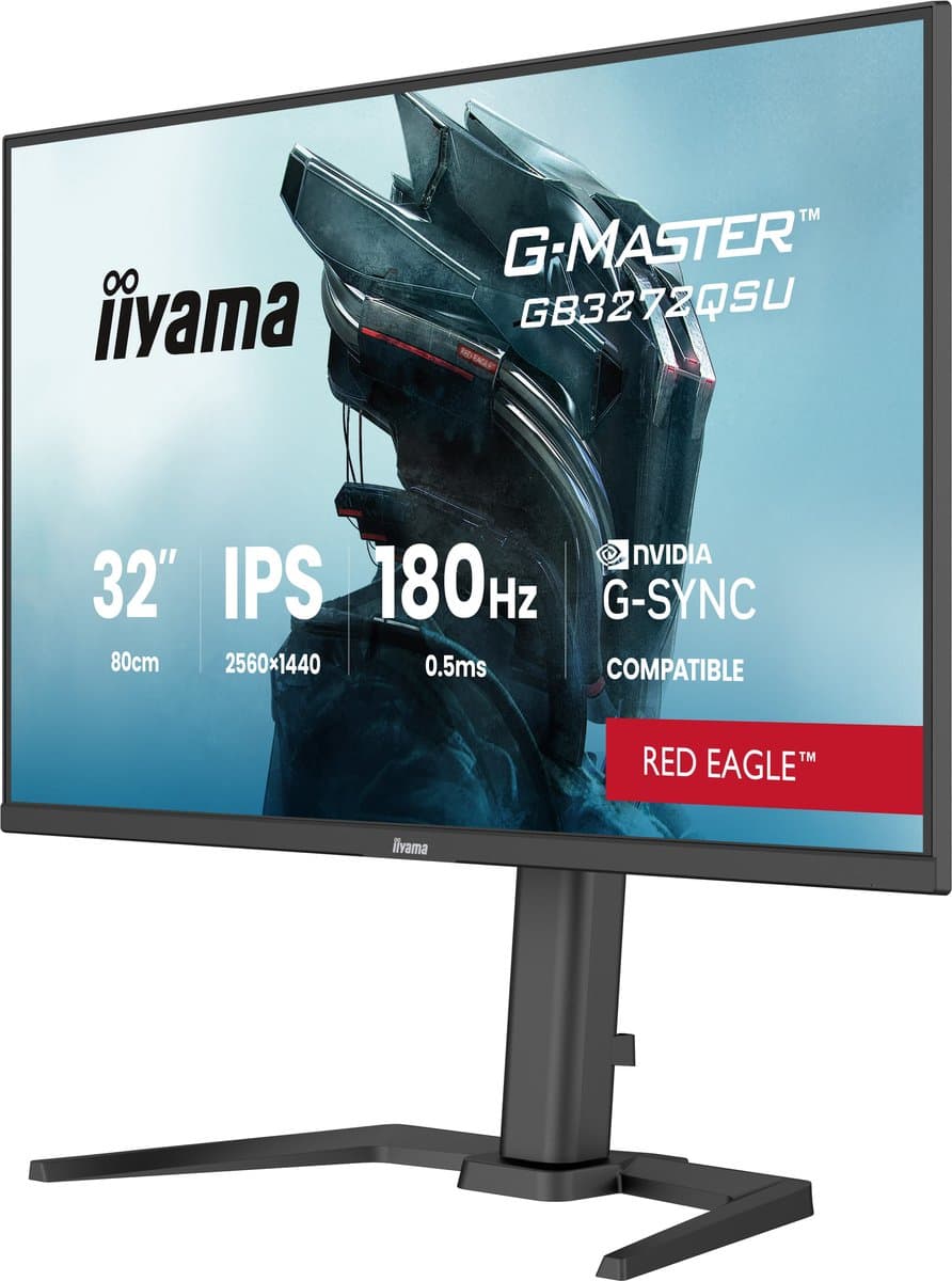 iiyama G-Master GB3272QSU-B1 Red Eagle - 32 inch - QHD - IPS - 180 Hz - Verstelbaar - HDR 10 - G-Sync Compatible — afbeelding 1