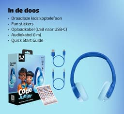 Fresh 'n Rebel Code Junior - Koptelefoon kind - Kinder koptelefoon - Draadloos (Bluetooth) & Bedraad – Inclusief Aux kabel (1m) - Wavy Water — thumbnail 6