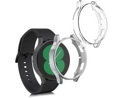 kwmobile 2x smartwatch hoes geschikt voor Samsung Galaxy Watch 4 (40mm) hoesje - Siliconen sporthorloge cover - Activity tracker case in transparant / zilver