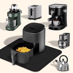 Bureaubladbeschermingspad - 2 stuks - Hittebestendige mat, geschikt voor airfryers - Ovenbeschermer - Sneldrogende koffiemat - BBQ beschermer - Geschikt voor airfryer, koffiezetapparaat en blender - 80 * 60 cm - Zwart — thumbnail 3