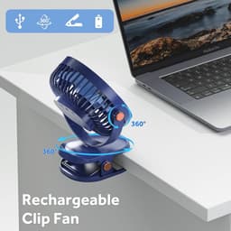 USB Tafelventilator met Clip en LED Licht - Draagbare Bureauventilator met 4000 mAh Accu voor Stil Gebruik in Slaapkamer en Kantoor — thumbnail 5