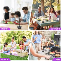 Vliegventilatoren voor Tafels - Vliegenafstotende Ventilator voor Binnen en Buiten - Holografische Bladen voor Picknick en Feest — thumbnail 4