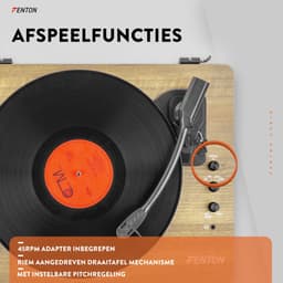 Platenspeler Bluetooth (in/uit) - Fenton RP162LW - retro platenspeler met speakers (stereo) en mp3 speler - Hout (Lightwood) — thumbnail 5