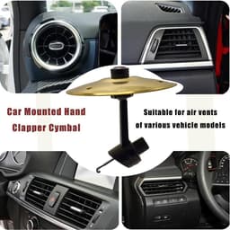 Anti-crash bekkens voor auto's - 2 Stuks - Auto cimbaal - Kunststof - Auto cimbaal ventilatieopening - Ventilatieopeningen voor bekkens voor auto's - Ventilatieopeningen voor trommelbekkens voor auto's - Mini drum auto crash bekken - 14cm - Goud — thumbnail 4