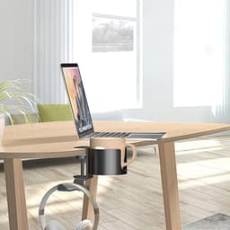 Hoofdtelefoonhouder met Bekerhouder – 360° Rotatie, Aluminium, Eenvoudige Installatie – Ideaal voor Bureau en Gamingtafel — thumbnail 4