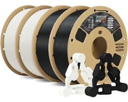 Duurzaam PETG-filament 1,75 mm voor 3D-printers - 4 kg spoel, nauwkeurigheid +/- 0,02 mm, zwart en wit