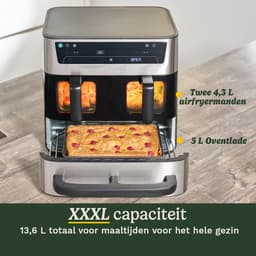 Cuisinart - Tri Zone 13,6 L Airfryer & Oven - 3 zones Heteluchtfriteuse (2x4,3 L + 5 L) - 9 functies - Sync Cooking - PFAS-vrije keramische coating - 2520 – 3000W - Grijs — thumbnail 3