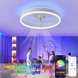 Plafondventilator met Verlichting en Afstandsbediening – Moderne Slaapkamer Ventilator met RGB Dimbare LED en Stil Design — thumbnail 4