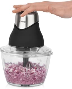 Mini Elektrische Hakker voor Koken en Bereiden van Pesto, Peterselie, Noten en Knoflook - Gegradueerde Glazen Kom 1L en Roestvrijstalen Messen — thumbnail 5