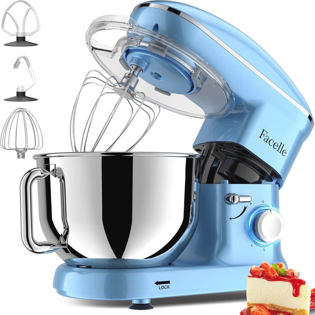 Multifunctionele Kneedmachine 1500 W - RVS Kom 6,2 L met Garde en Spatbescherming — afbeelding 1