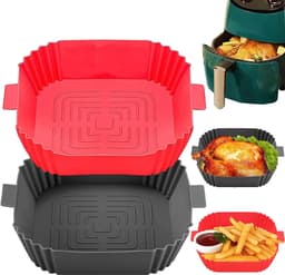 Vierkante siliconen airfryer bakplaat, 20 cm, antiaanbaklaag, hittebestendig tot 240°C, herbruikbaar, met handgreep en oliegeleider, multifunctioneel. — thumbnail 1