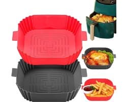 Vierkante siliconen airfryer bakplaat, 20 cm, antiaanbaklaag, hittebestendig tot 240°C, herbruikbaar, met handgreep en oliegeleider, multifunctioneel.