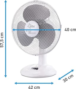 Tafelventilator 50W 40 cm met 3 standen - Stil en Draagbaar voor Bureau, Slaapkamer en Terras — thumbnail 4