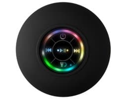 2-pack Bluetooth-doucheluidsprekers met LED - Draagbare draadloze miniluidsprekers met microfoon en zuignap, IPX4 waterdicht, Geschikt voor douche, reizen, zwembad, drijven op rivieren en buitenplezier (zwart) 4-niveau waterdicht